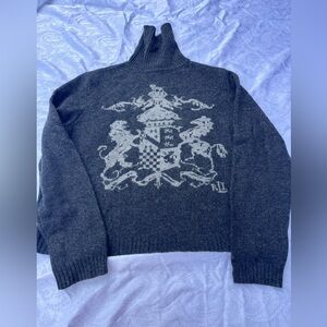 Ralph Lauren Lambswool Coat Of Arms Crest Turtleneck Knit Sweater Size P Large